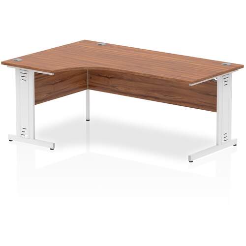 Impulse 1800mm Right Crescent Desk Walnut Top White Cable Managed Leg