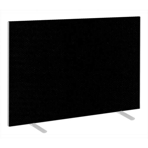 Impulse Plus Oblong 1200/1500 Floor Free Standing Screen Black Fabric Light Grey Edges