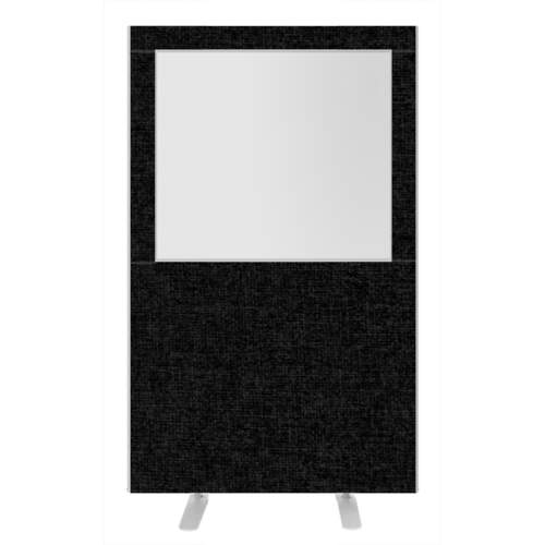 Impulse Plus Clear Half Vision 1800/1200 Floor Free Standing Screen Black Fabric Light Grey Edges