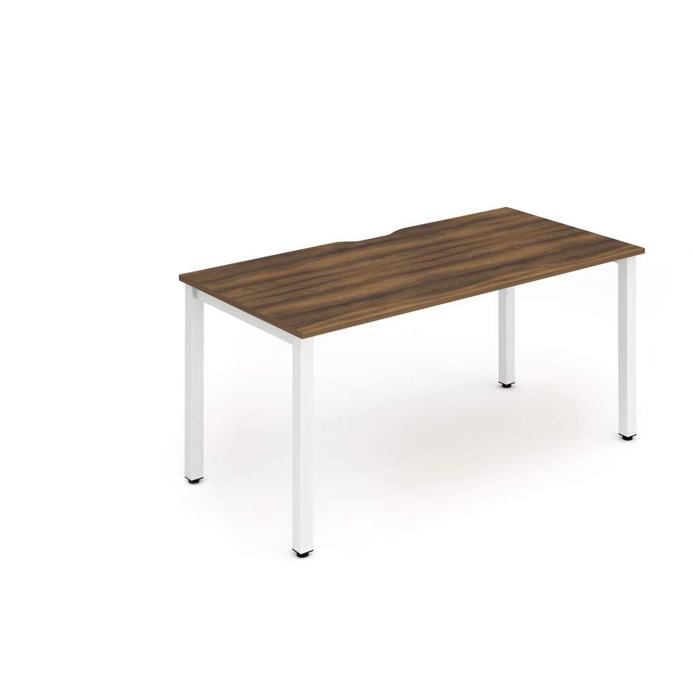 Evolve Plus 1600mm Single Starter Desk Walnut Top White Frame