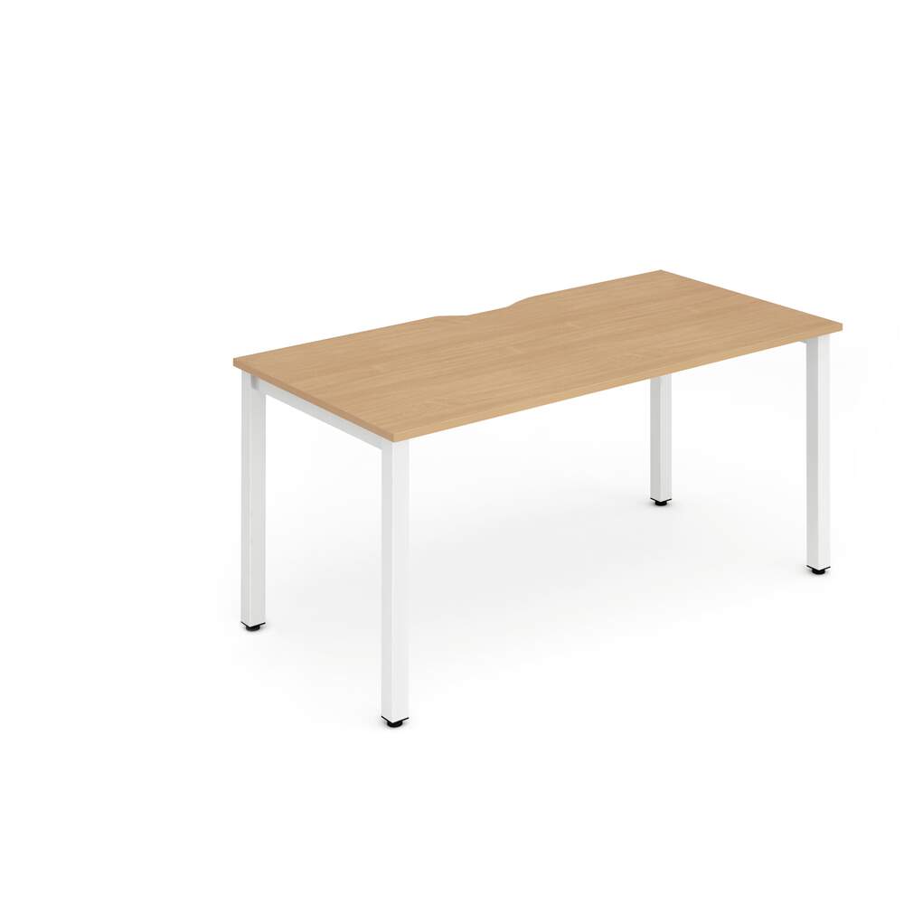 Evolve Plus 1600mm Single Starter Desk Beech Top White Frame