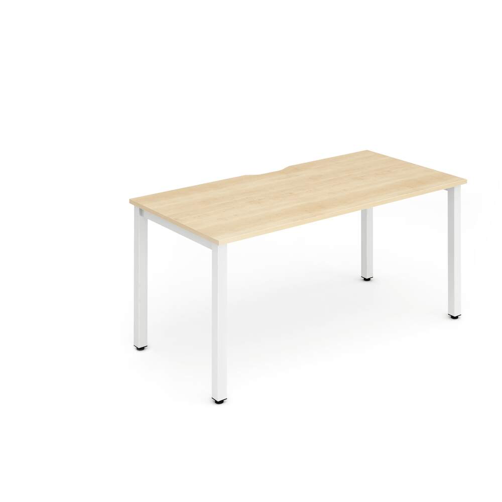 Evolve Plus 1600mm Single Starter Desk Maple Top White Frame