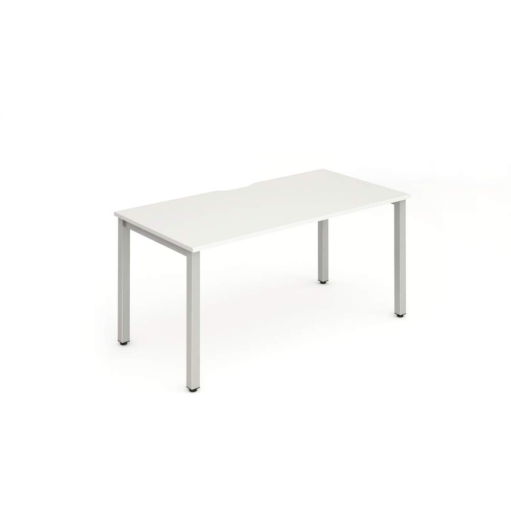 Evolve Plus 1600mm Single Starter Desk White Top Silver Frame