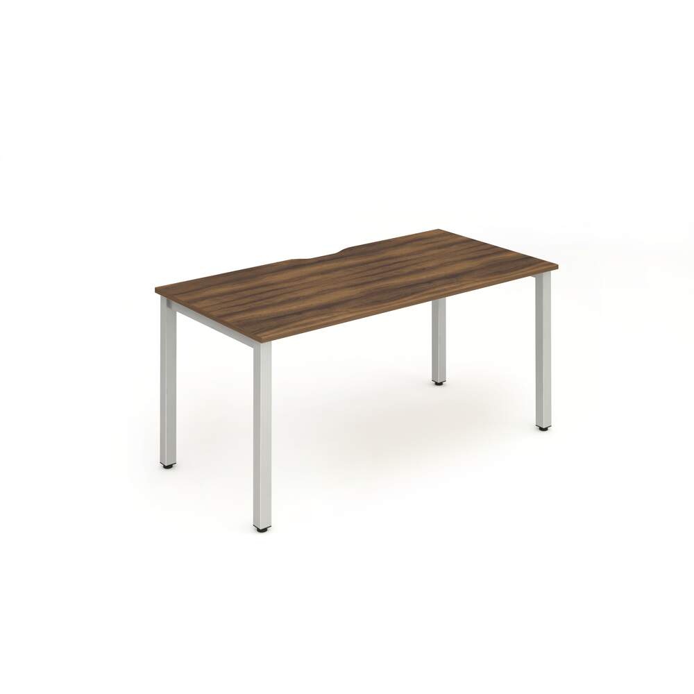 Evolve Plus 1600mm Single Starter Desk Walnut Top Silver Frame