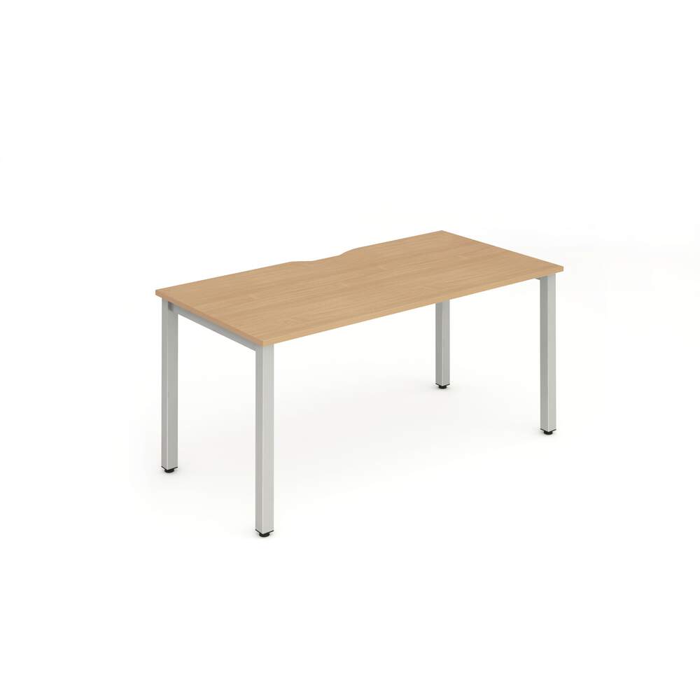 Evolve Plus 1600mm Single Starter Desk Beech Top Silver Frame