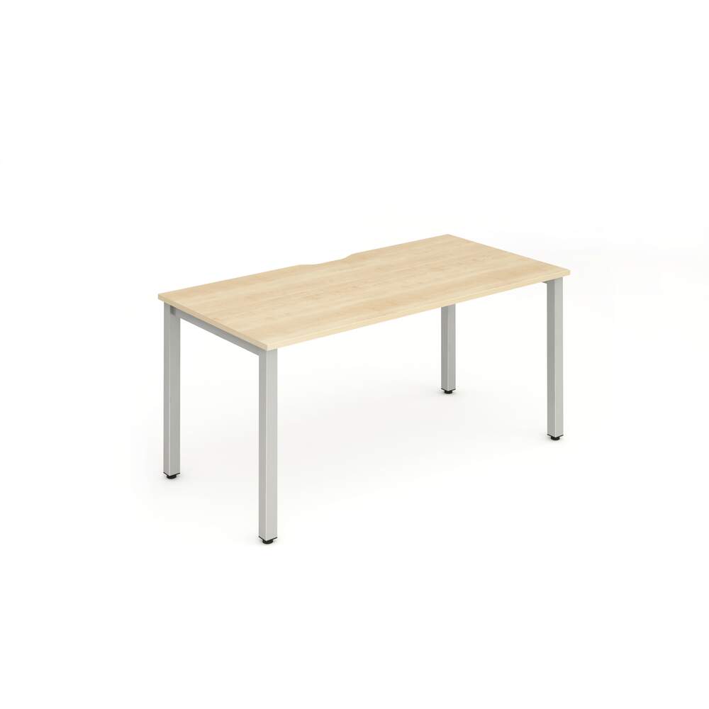 Evolve Plus 1600mm Single Starter Desk Maple Top Silver Frame