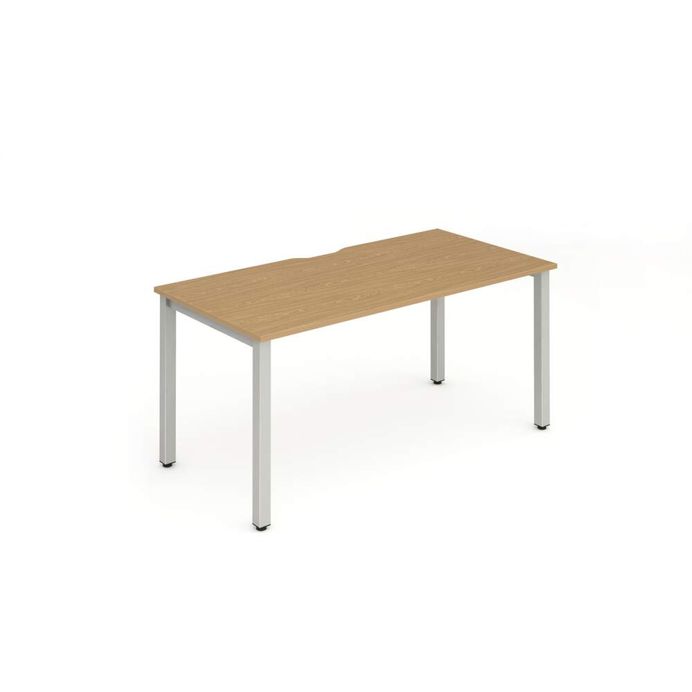 Evolve Plus 1600mm Single Starter Desk Oak Top Silver Frame