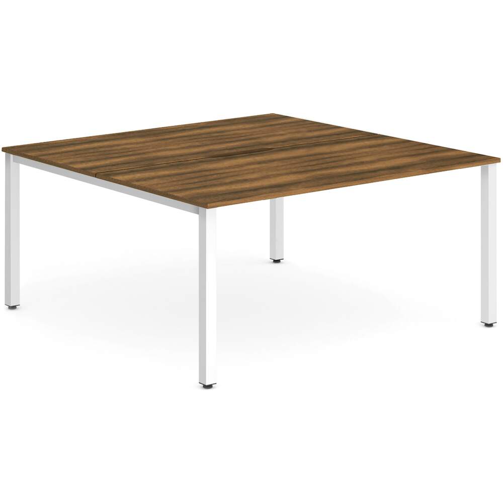 Evolve Plus 1600mm B2B 2 Person Desk Walnut Top White Frame