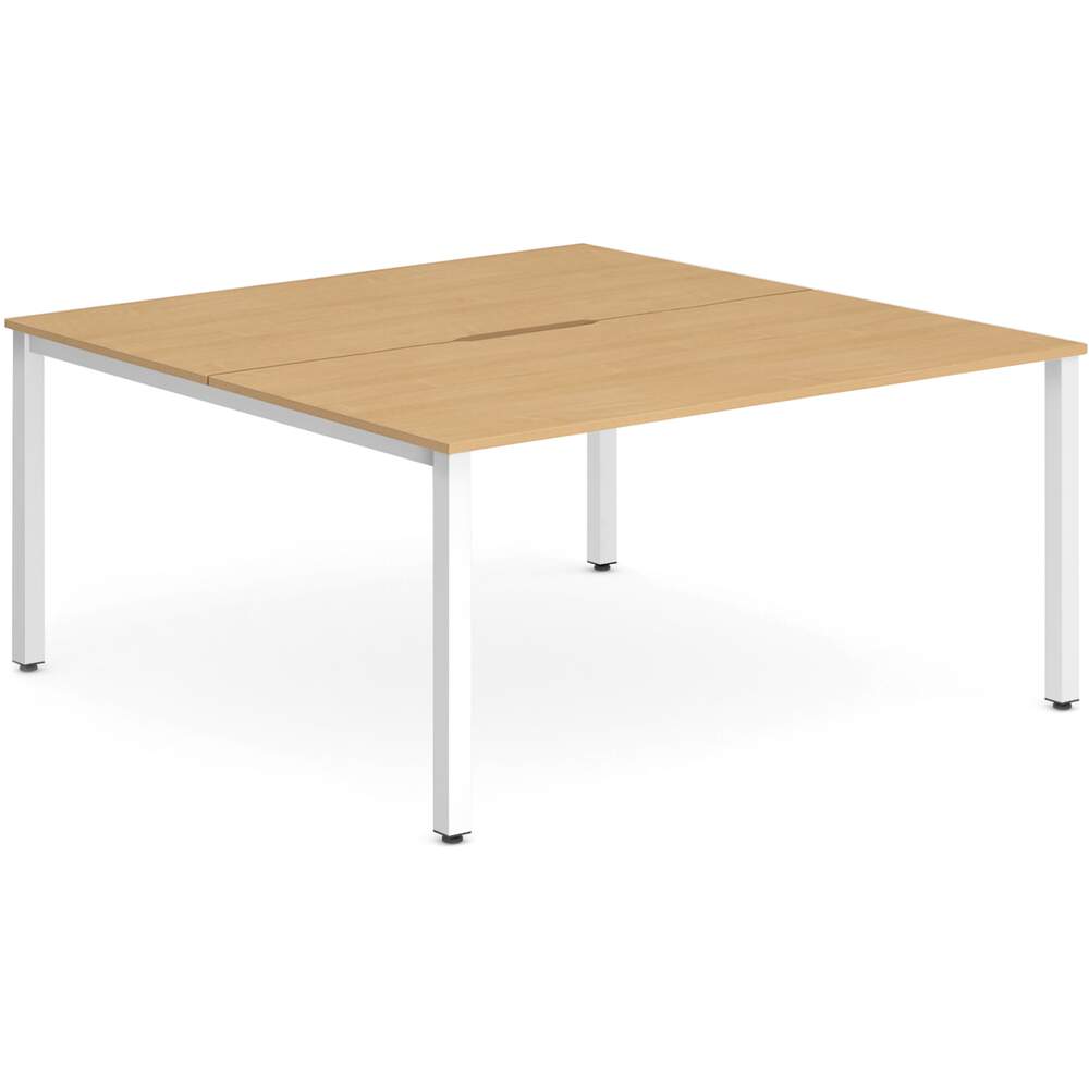 Evolve Plus 1600mm B2B 2 Person Desk Beech Top White Frame