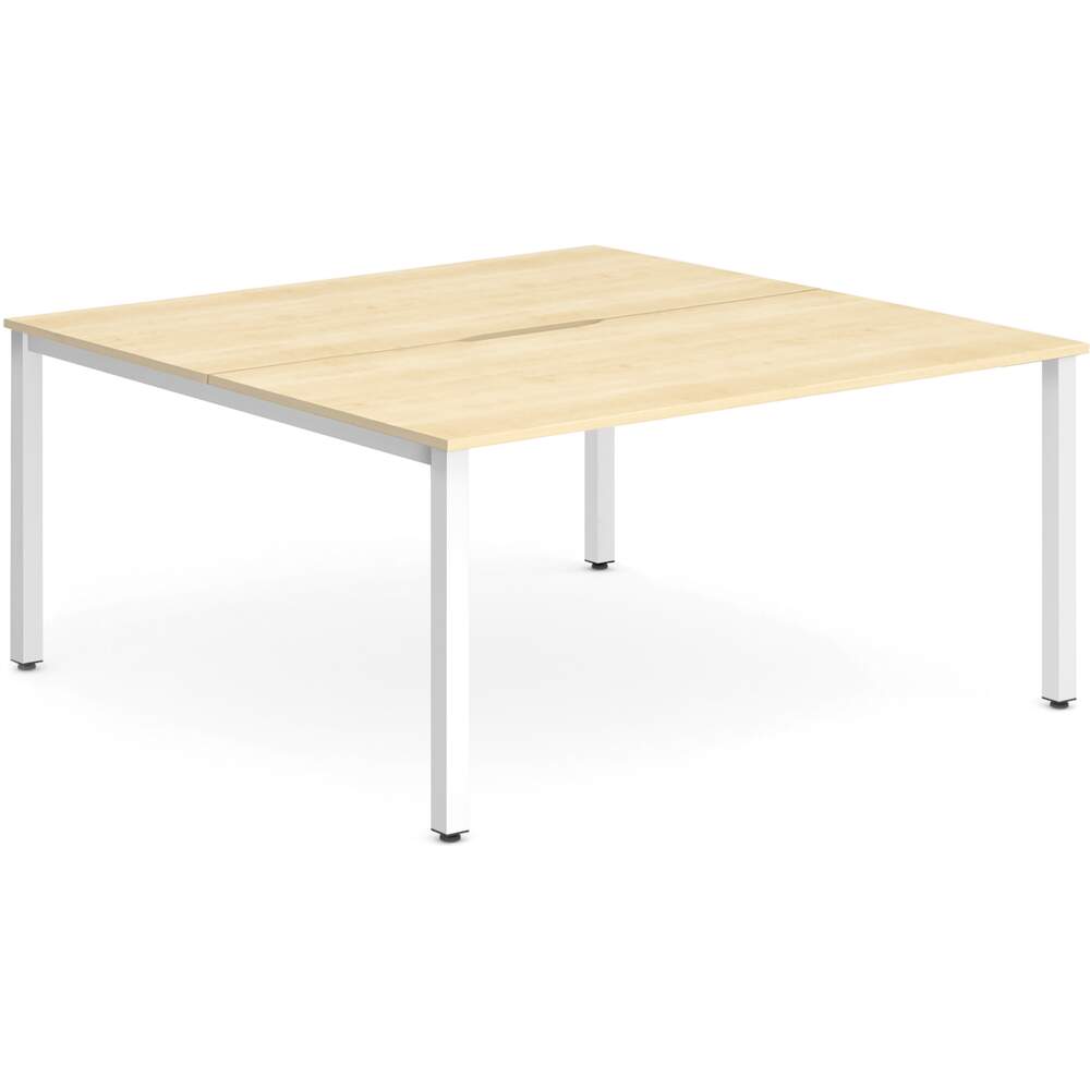 Evolve Plus 1600mm B2B 2 Person Desk Maple Top White Frame