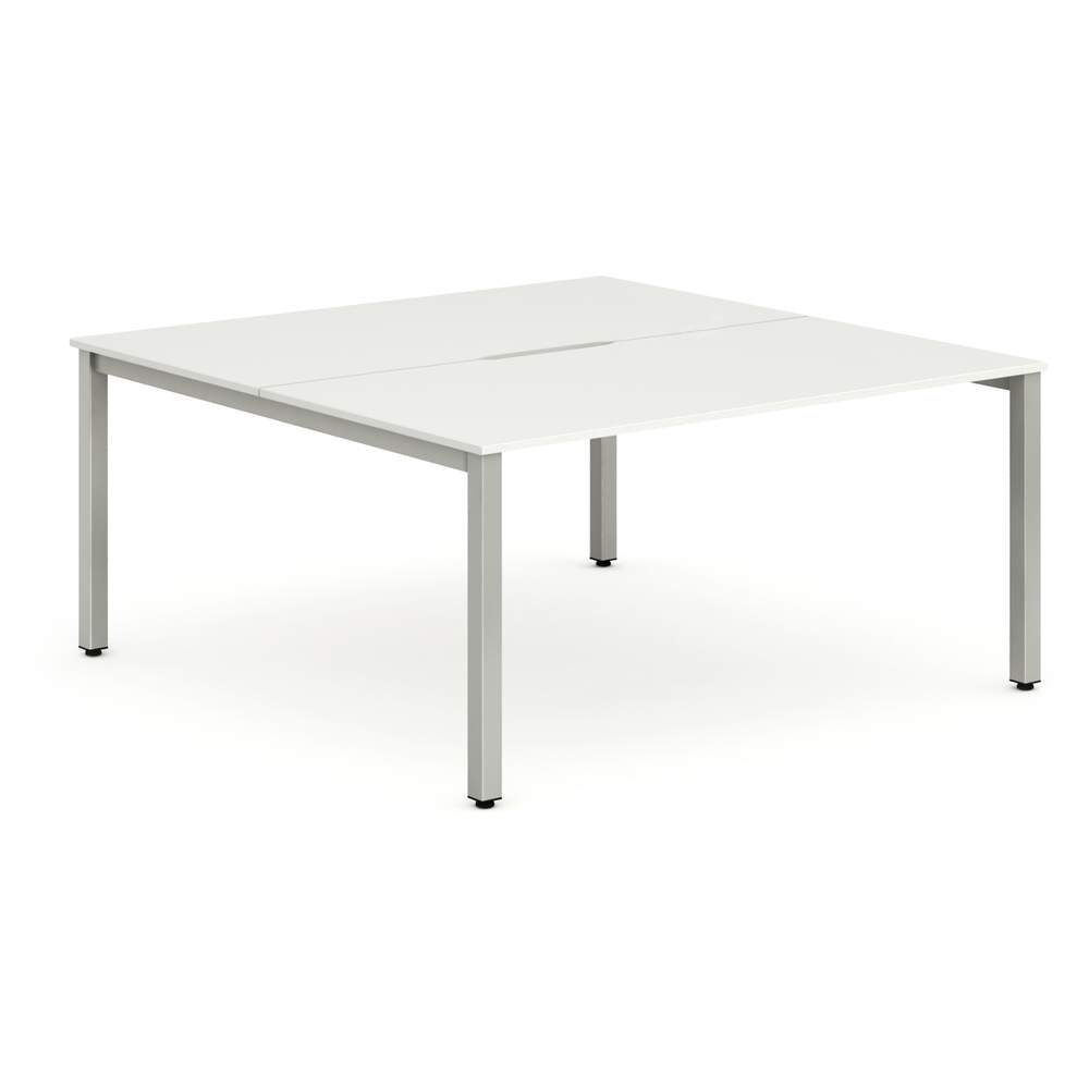 Evolve Plus 1600mm B2B 2 Person Desk White Top Silver Frame