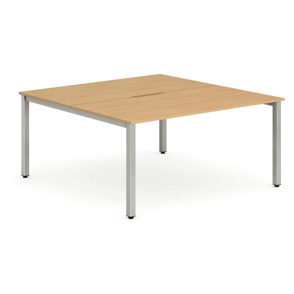 Evolve Plus 1600mm B2B 2 Person Desk Beech Top Silver Frame