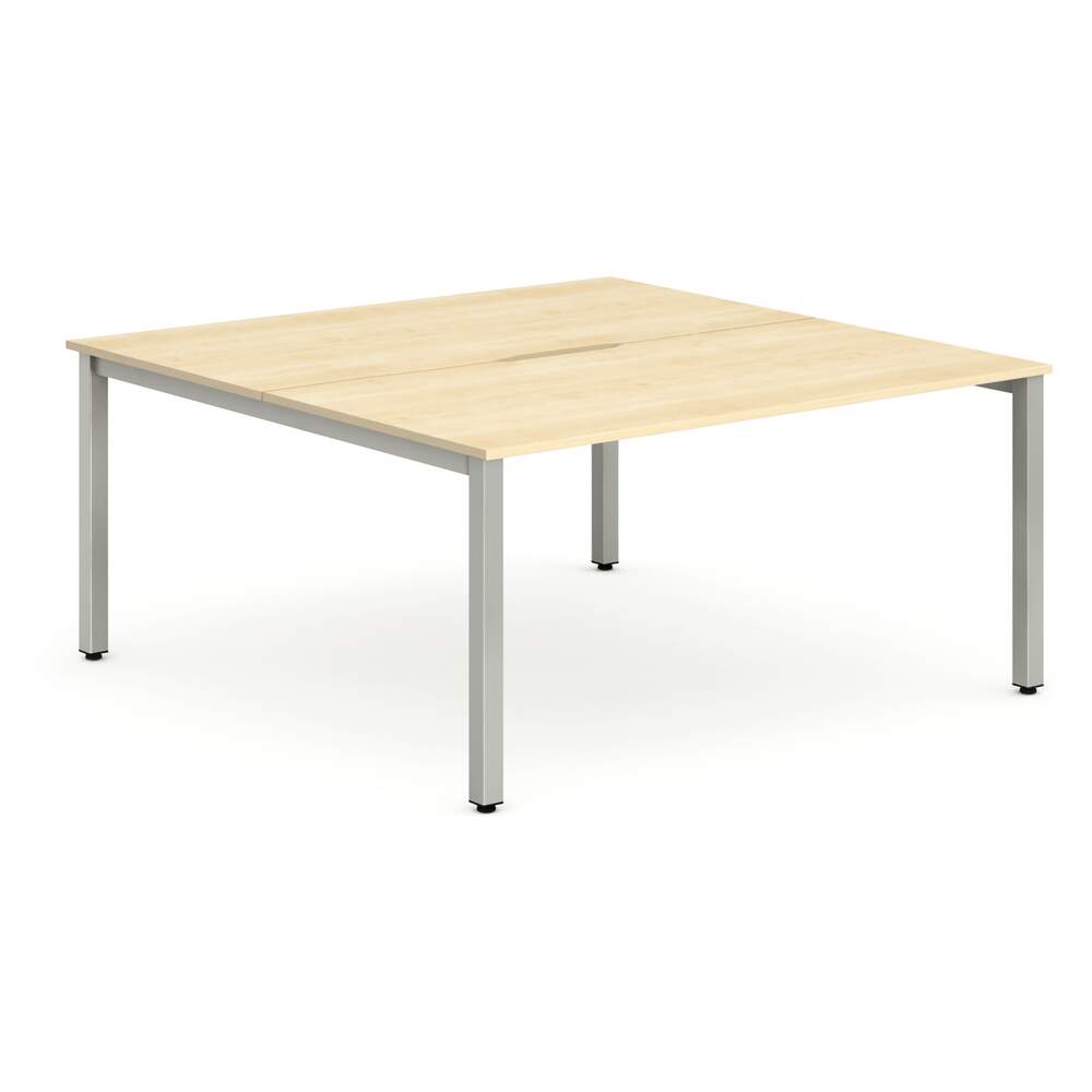 Evolve Plus 1600mm B2B 2 Person Desk Maple Top Silver Frame