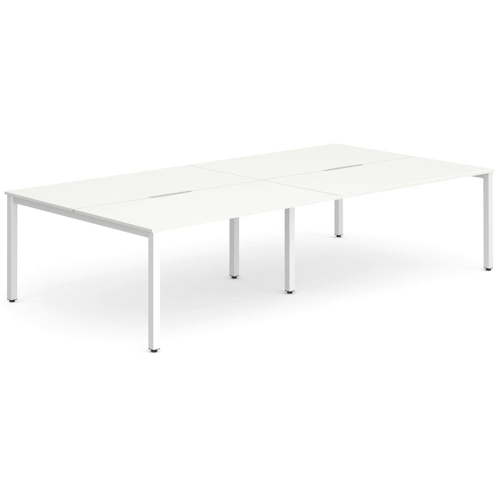 Evolve Plus 1600mm B2B 4 Person Desk White Top White Frame