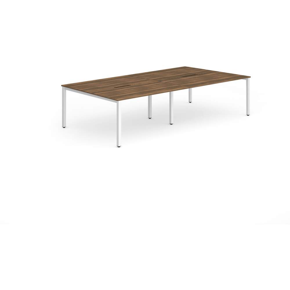 Evolve Plus 1600mm B2B 4 Person Desk Walnut Top White Frame