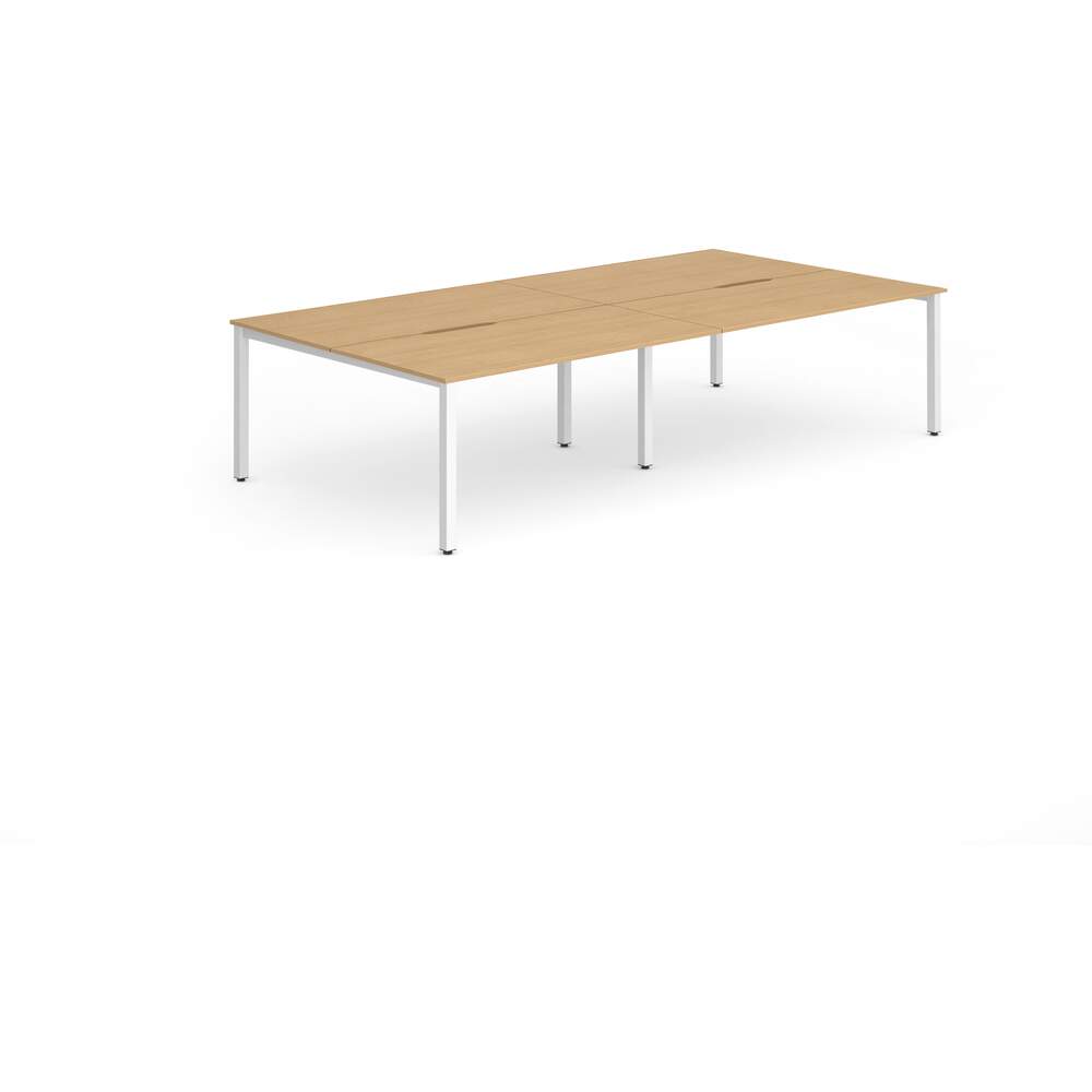 Evolve Plus 1600mm B2B 4 Person Desk Beech Top White Frame