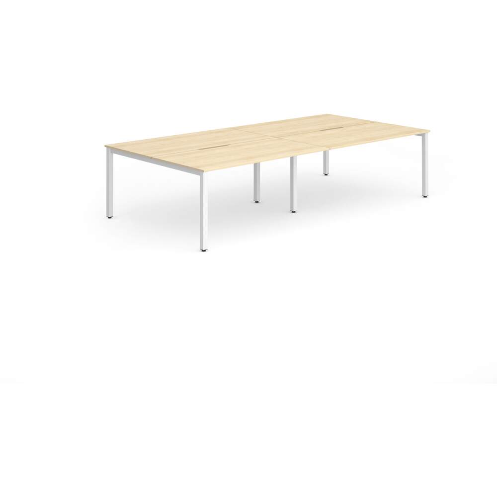 Evolve Plus 1600mm B2B 4 Person Desk Maple Top White Frame