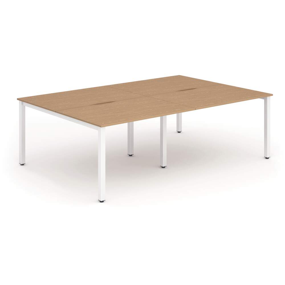 Evolve Plus 1600mm B2B 4 Person Desk Oak Top White Frame