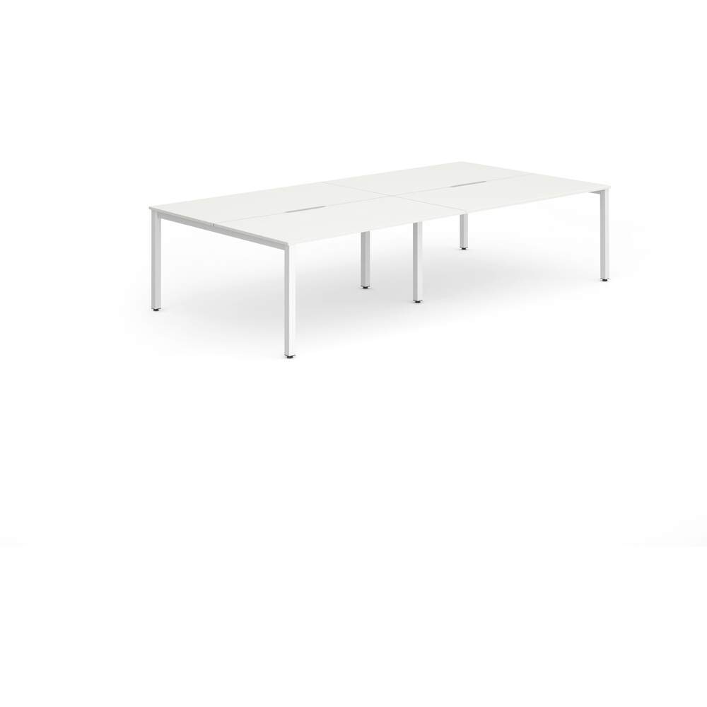 Evolve Plus 1400mm B2B 4 Person Desk White Top White Frame