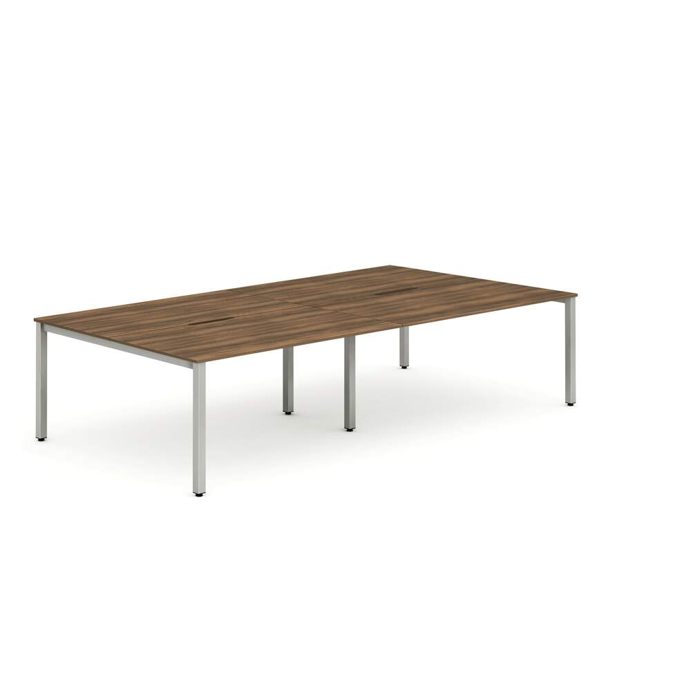 Evolve Plus 1600mm B2B 4 Person Desk Walnut Top Silver Frame