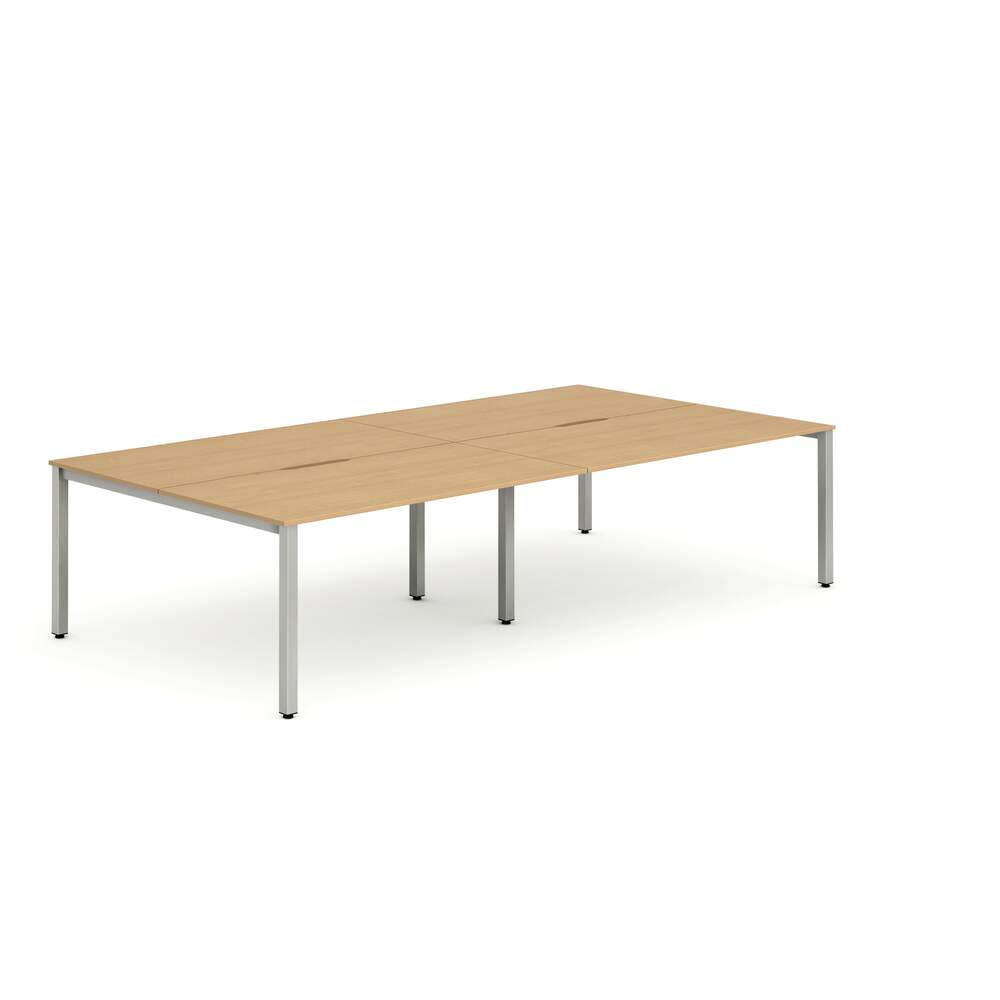 Evolve Plus 1600mm B2B 4 Person Desk Beech Top Silver Frame