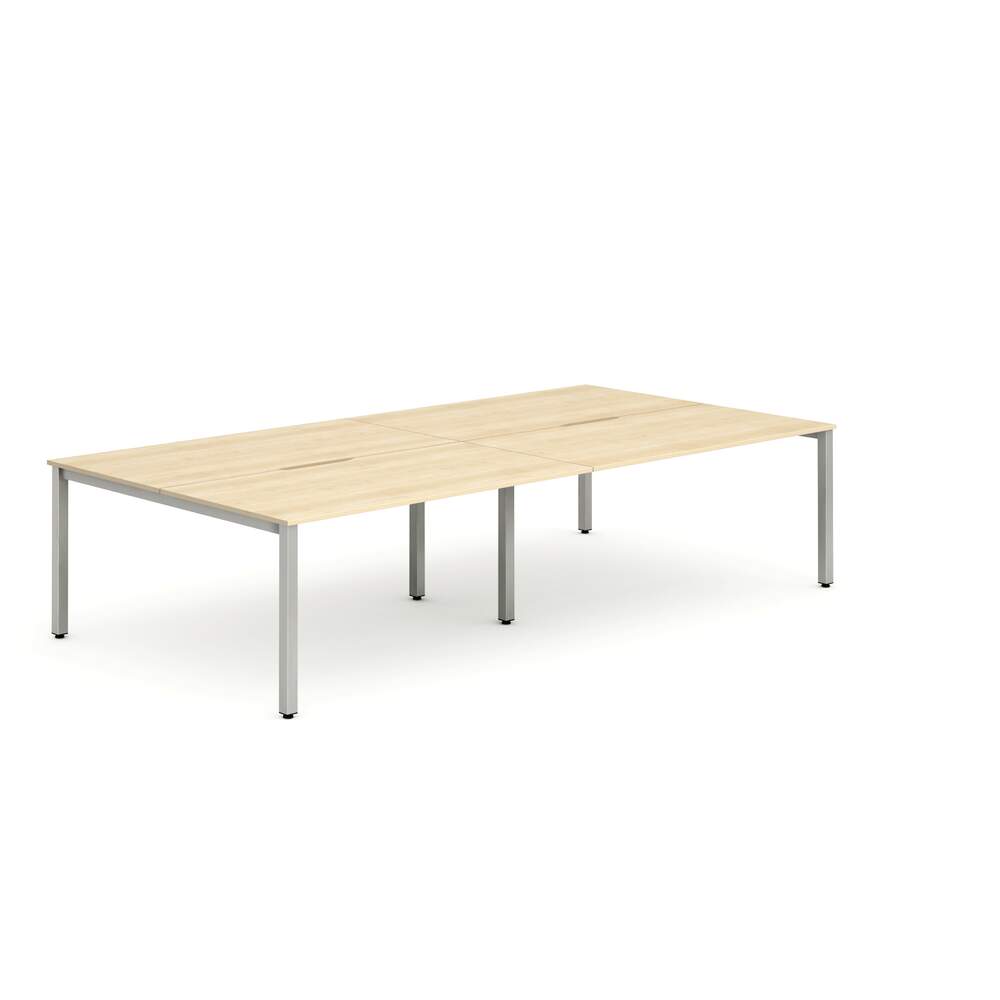 Evolve Plus 1600mm B2B 4 Person Desk Maple Top Silver Frame