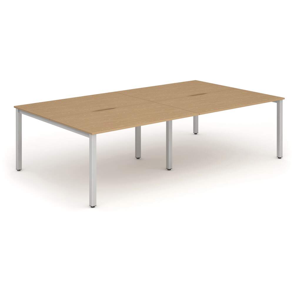 Evolve Plus 1600mm B2B 4 Person Desk Oak Top Silver Frame