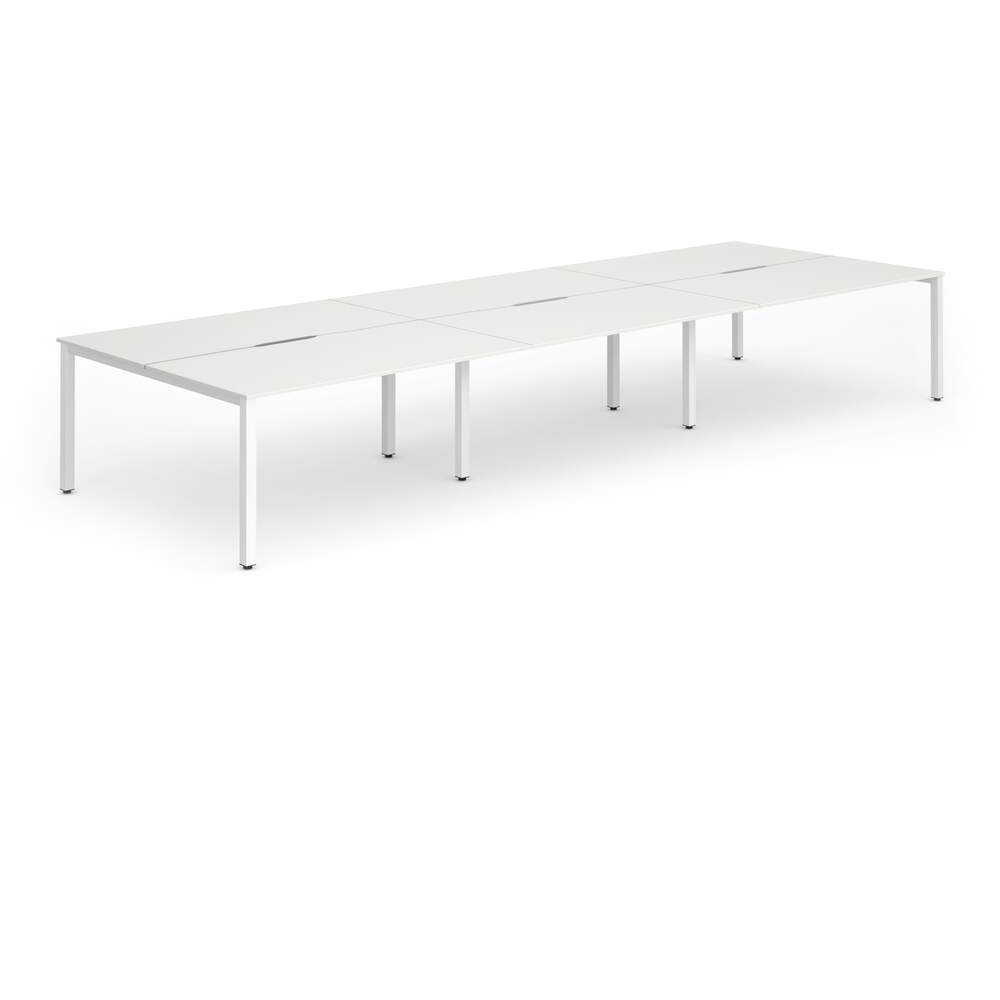 Evolve Plus 1600mm B2B 6 Person Desk White Top White Frame