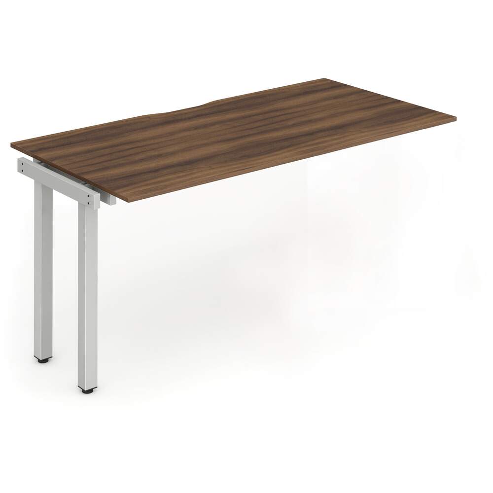 Evolve Plus 1600mm Single Row Ext Kit Walnut Top Silver Frame