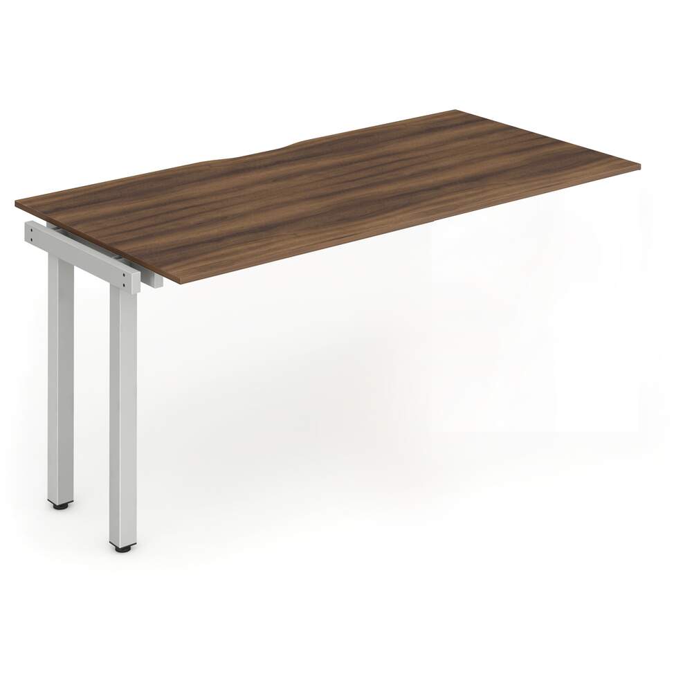 Evolve Plus 1400mm Single Row Ext Kit Walnut Top Silver Frame