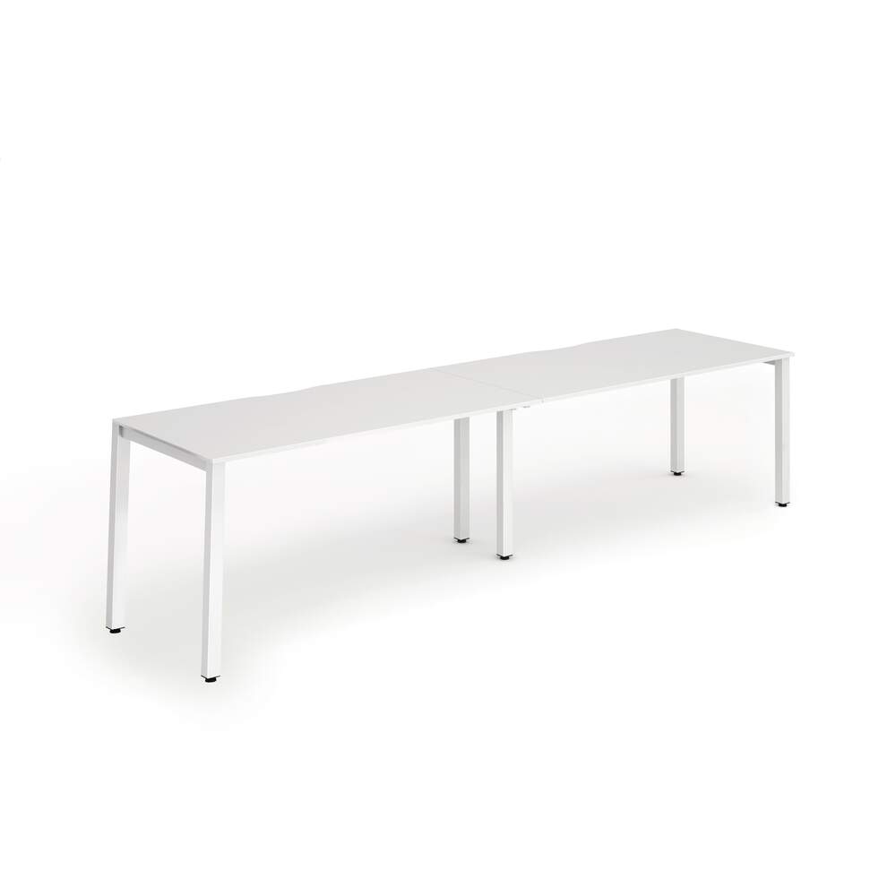 Evolve Plus 1600mm Single Row 2 Person Desk White Top White Frame