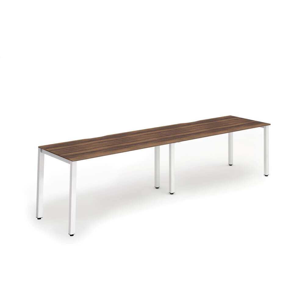 Evolve Plus 1600mm Single Row 2 Person Desk Walnut Top White Frame