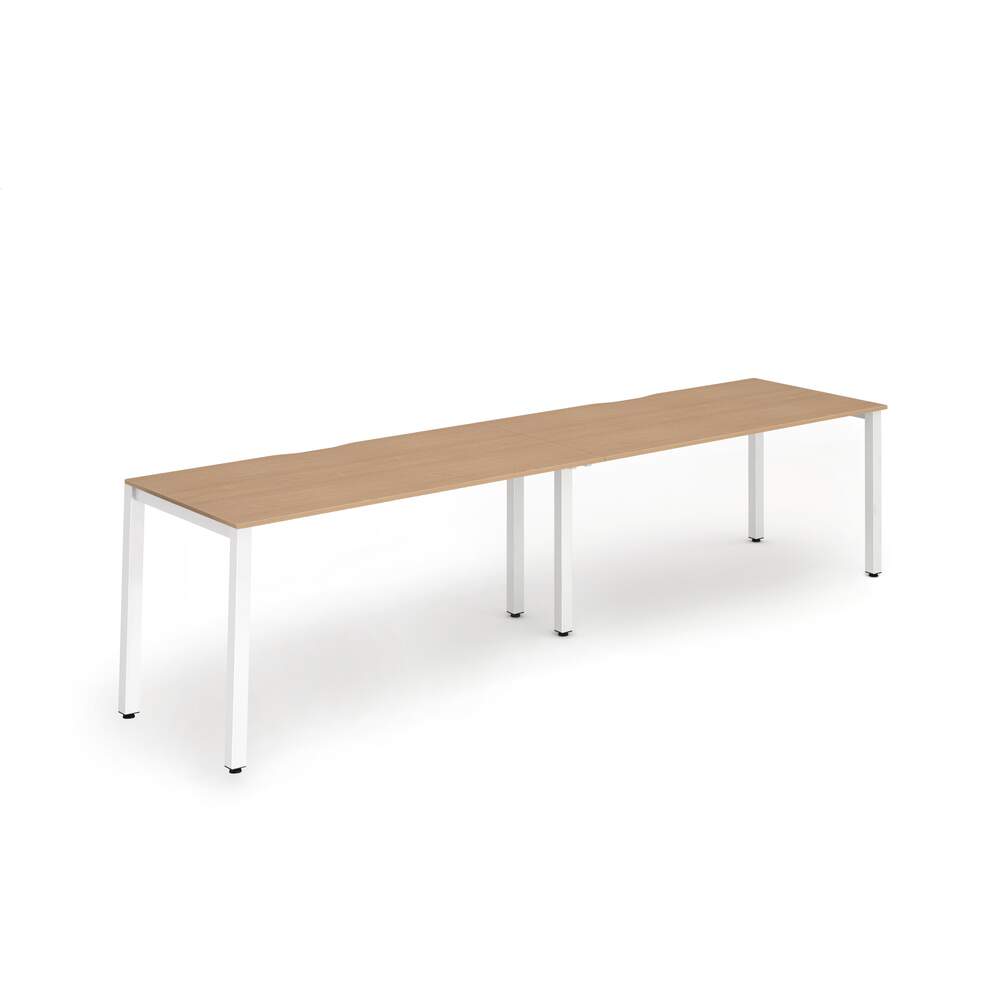 Evolve Plus 1600mm Single Row 2 Person Desk Beech Top White Frame