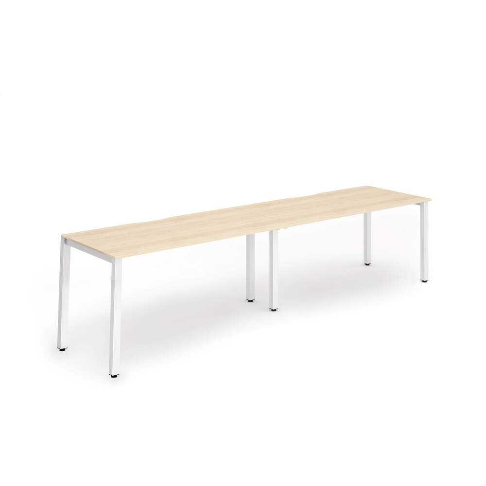 Evolve Plus 1600mm Single Row 2 Person Desk Maple Top White Frame