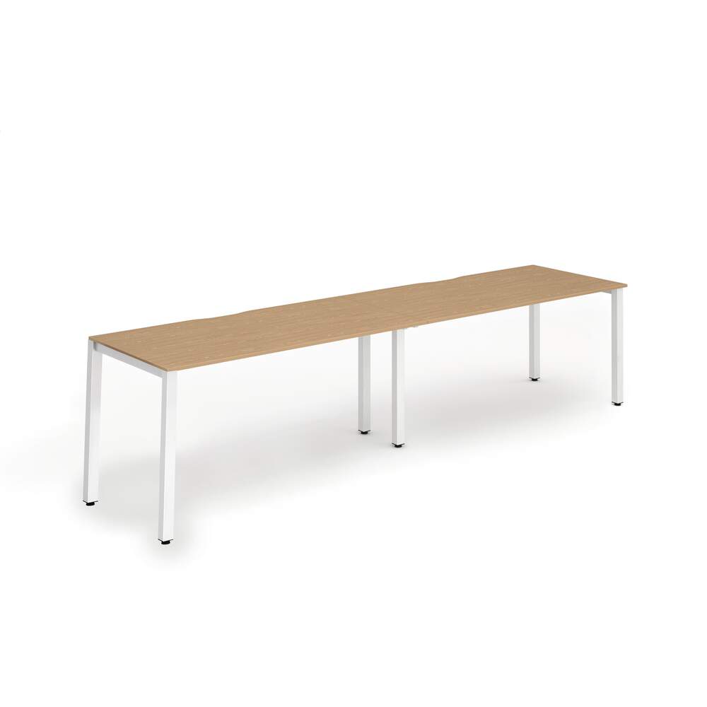 Evolve Plus 1600mm Single Row 2 Person Desk Oak Top White Frame