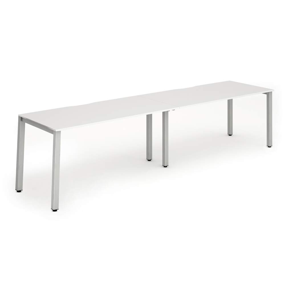 Evolve Plus 1600mm Single Row 2 Person Desk White Top Silver Frame