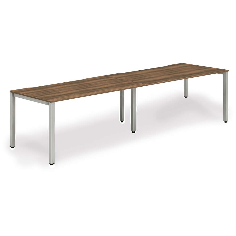 Evolve Plus 1600mm Single Row 2 Person Desk Walnut Top Silver Frame