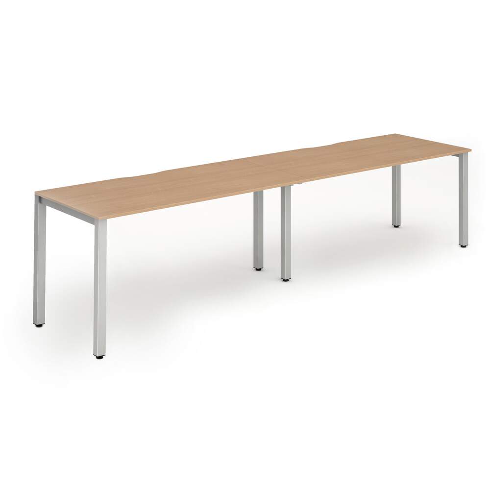 Evolve Plus 1600mm Single Row 2 Person Desk Beech Top Silver Frame