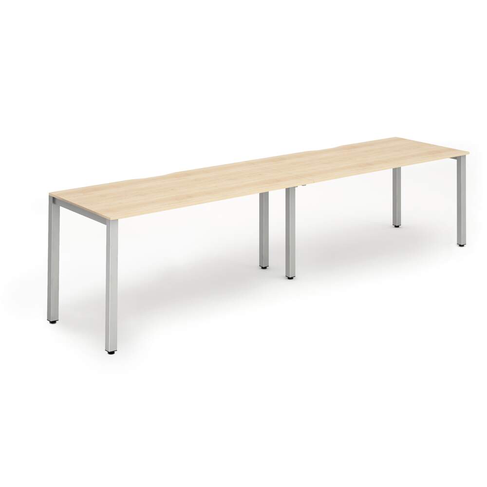 Evolve Plus 1600mm Single Row 2 Person Desk Maple Top Silver Frame