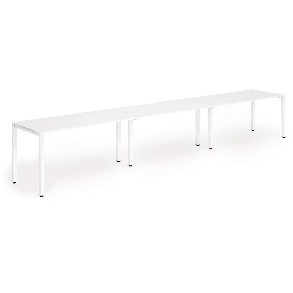 Evolve Plus 1600mm Single Row 3 Person Desk White Top White Frame