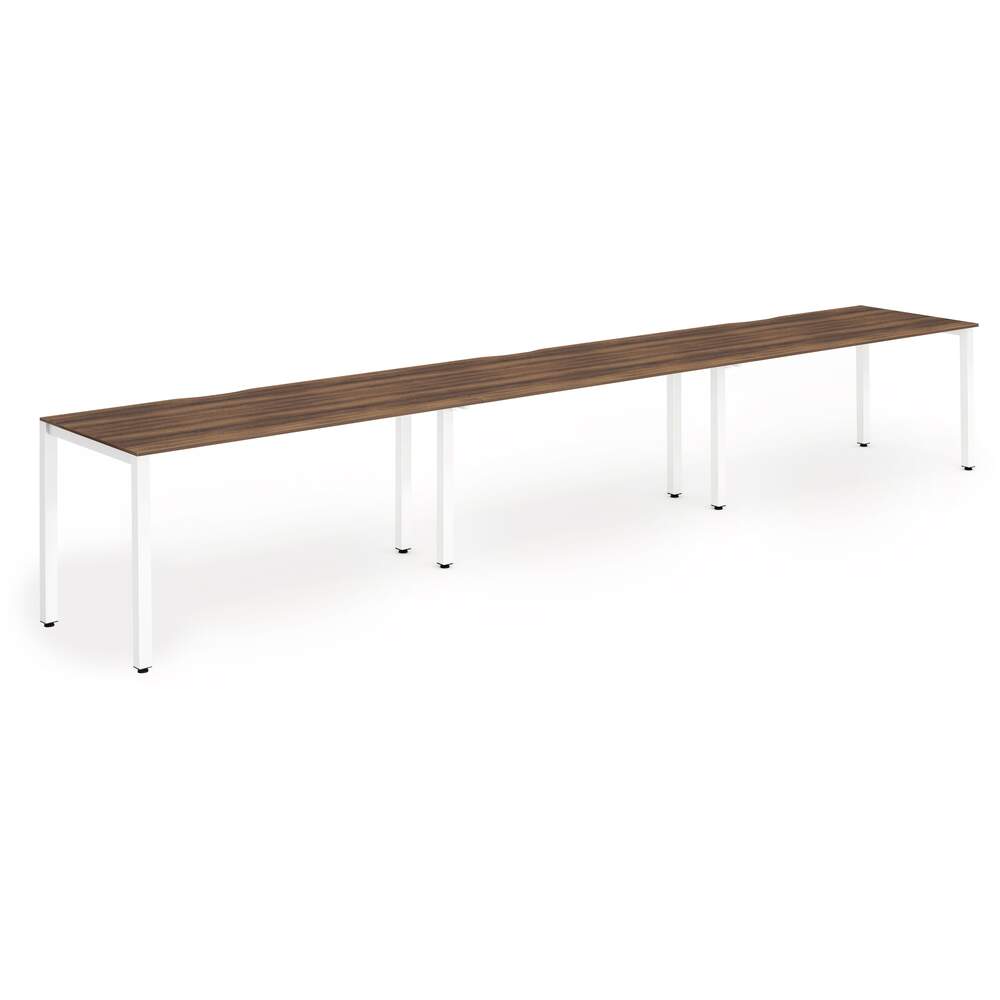 Evolve Plus 1600mm Single Row 3 Person Desk Walnut Top White Frame