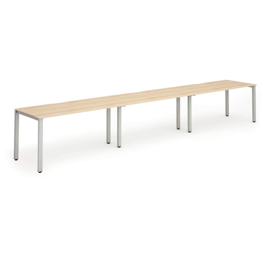 Evolve Plus 1600mm Single Row 3 Person Desk Maple Top Silver Frame