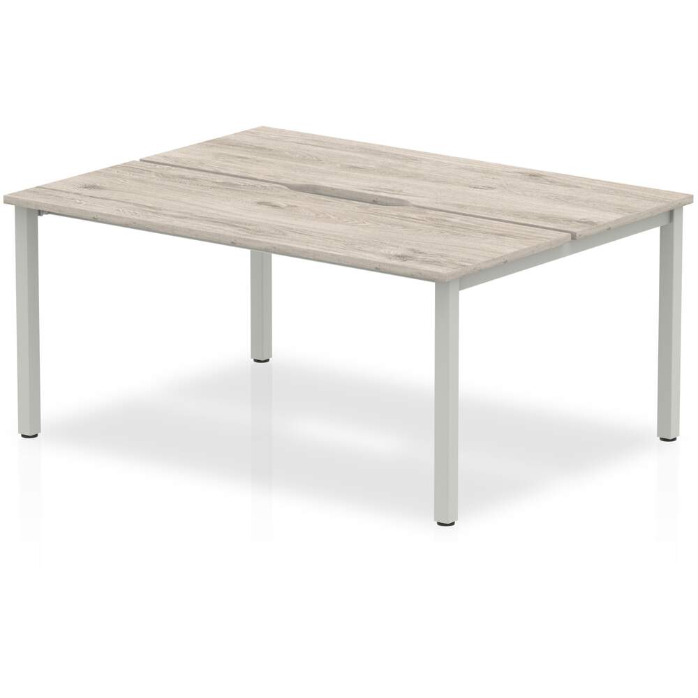 Evolve Plus 1200mm B2B 2 Person Desk Grey Oak Top Silver Frame