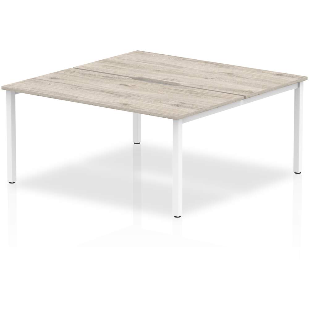 Evolve Plus 1200mm B2B 2 Person Desk Grey Oak Top White Frame