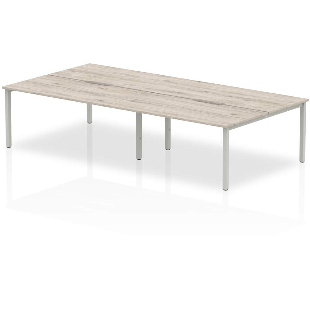 Evolve Plus 1200mm B2B 4 Person Desk Grey Oak Top Silver Frame