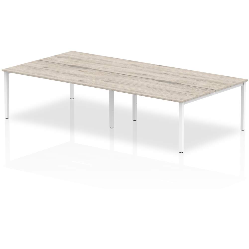 Evolve Plus 1200mm B2B 4 Person Desk Grey Oak Top White Frame