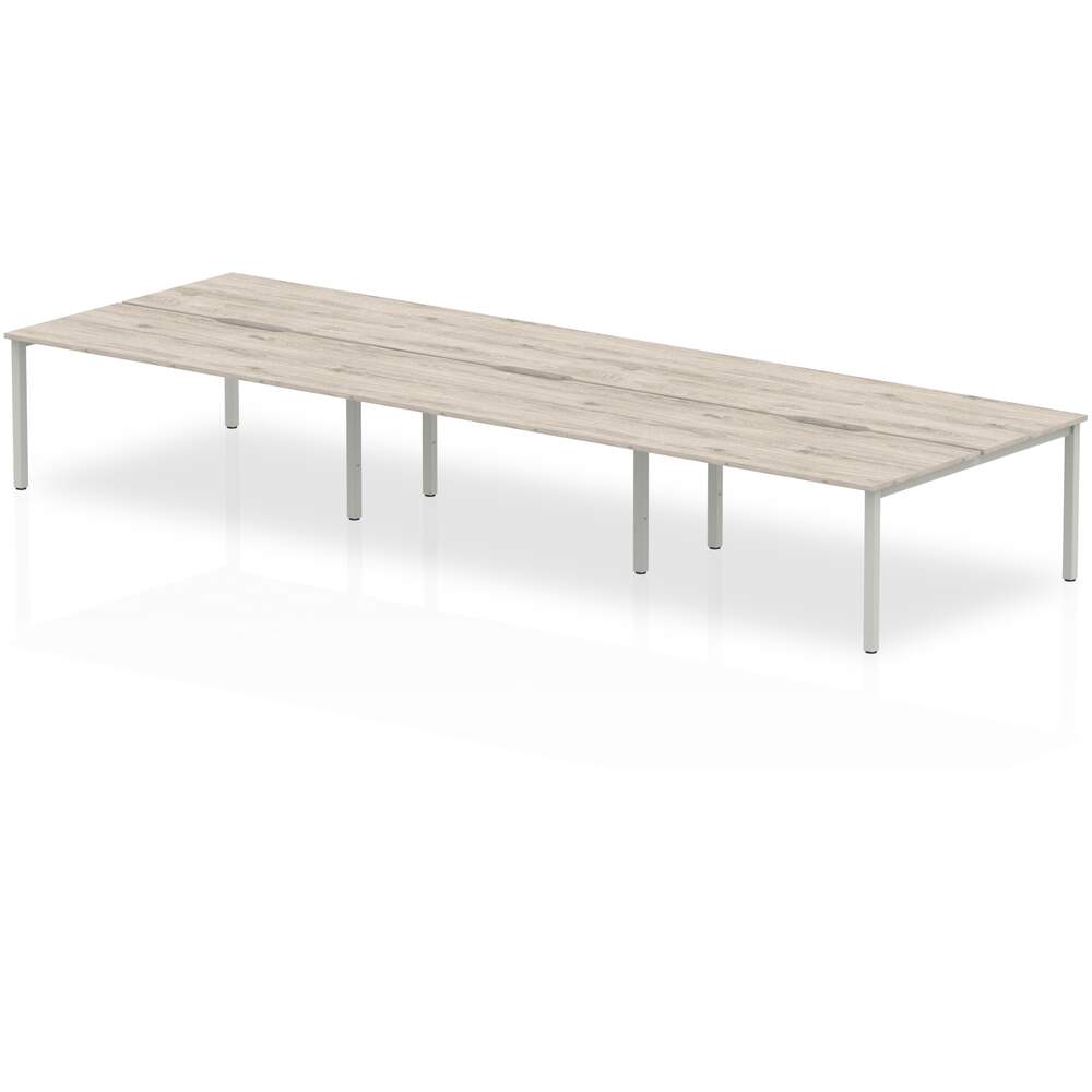 Evolve Plus 1200mm B2B 6 Person Desk Grey Oak Top Silver Frame