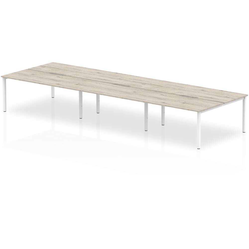 Evolve Plus 1200mm B2B 6 Person Desk Grey Oak Top White Frame