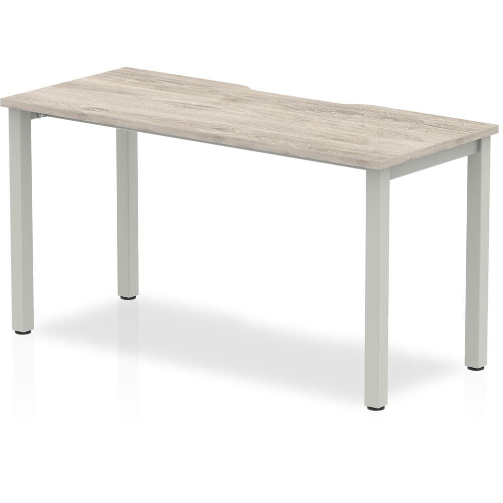 Evolve Plus 1400mm Single Starter Desk Grey Oak Top Silver Frame