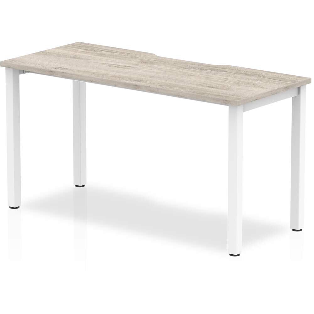 Evolve Plus 1400mm Single Starter Desk Grey Oak Top White Frame